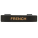 A black rectangular Tablecraft dispenser tag with orange French text.