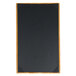 A black board with a wooden frame.