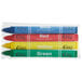 A group of colorful triangular Choice kids' restaurant crayons in a clear plastic bag.