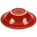 A red Fiesta china cereal bowl with a white rim.