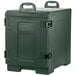 A Carlisle Cateraide forest green front loading insulated food pan carrier with handles.