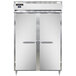 A white Continental D2RN reach-in refrigerator with two silver doors.