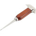 A Barfly stainless steel ice pick with a wooden handle.