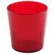 A ruby red Cambro plastic tumbler with a white background.