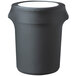 A black plastic container with a charcoal spandex cover with white accents.