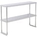 An Avantco stainless steel double deck overshelf with two shelves on it.