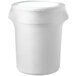 A white Snap Drape spandex cover on a white round trash can.