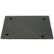 An Acopa black slate tray with two holes in it.