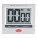 A Cooper-Atkins digital kitchen timer with large digital numbers on a white surface.
