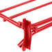 A Metro flame red wire shelf divider with four rods and two hooks.