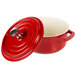 A red and white GET Heiss mini bistro pot with a lid.