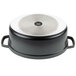 A black and silver oval pan with a lid.