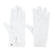 A pair of white Henry Segal waiter's gloves with snap-close wrists.