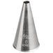 A silver cone shaped Ateco piping tip.
