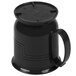 A black plastic Cambro mug with a handle.