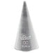 A silver cone shaped object with a logo and the number 100.