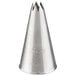 An Ateco silver metal cone with a star nozzle.