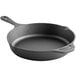 A black Valor cast iron skillet with a helper handle.