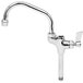 A Fisher stainless steel add-on faucet with a lever handle and swing spout.