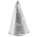 A silver cone shaped Ateco 100 ruffle piping tip.