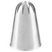 An Ateco 858 closed star piping tip, a silver metal nozzle with a cone shape and a star design.