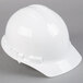 A Cordova Duo Safety white hard hat with 6-point ratchet suspension.