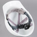 A white Cordova Duo Safety hard hat with grey straps.