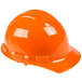 A Cordova orange hard hat with a white suspension strap.