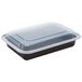 A Pactiv black rectangular plastic container with a lid.