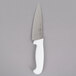 A Choice chef knife with a white handle.