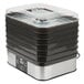 A black and silver Weston 6-tray food dehydrator with a lid.
