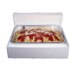 A Polar Tech white insulated shipping container with a pan of spaghetti inside.