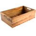 A Tablecraft acacia wood gastronorm serving and display crate with handles.