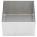 A Tablecraft stainless steel square bowl with straight sides.