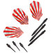 A pack of three Arachnid soft tip darts with red and white striped designs.
