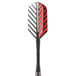 An Arachnid soft tip dart with red and black stripes.