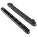 A black plastic Mizerak wall mount pool cue rack with two holes.