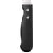 A black and silver Walco stainless steel steak knife with a black jumbo plastic handle.
