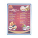 A dark blue Menu Solutions menu board with food on it.