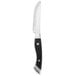 A Walco Boston Chop steak knife with a black plastic handle and silver stainless steel blade.