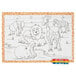 A Hoffmaster kids placemat with a coloring page of animals and crayons.