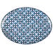 An Arcoroc Candour Azure porcelain platter with a blue and white pattern.