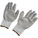 A pair of large grey Cordova warehouse gloves with grey polyurethane palms.