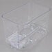 A clear plastic Crathco beverage dispenser bowl with a clear lid and handle.