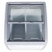 An Avantco white and silver freezer basket with two compartments.
