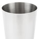A stainless steel Vollrath cocktail shaker tin.