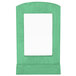 A white rectangle with a green wooden frame.