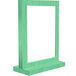 A green rectangular wooden frame on a white background.
