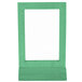 A rectangular green wooden frame with a white background.