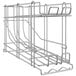 A Regency metal wire can rack with two shelves and two baskets.